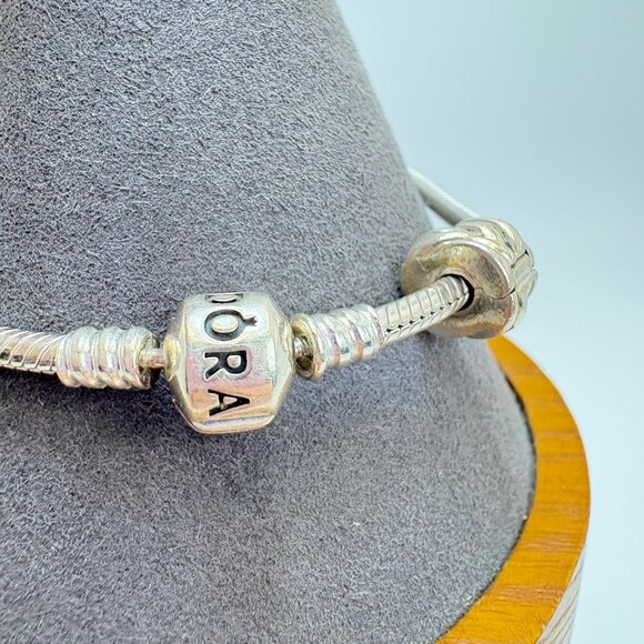 VTG Pandora Sterling Silver 925 Charm Bracelet Happy Birthday Charm Scroll Charm - Picture 10 of 16